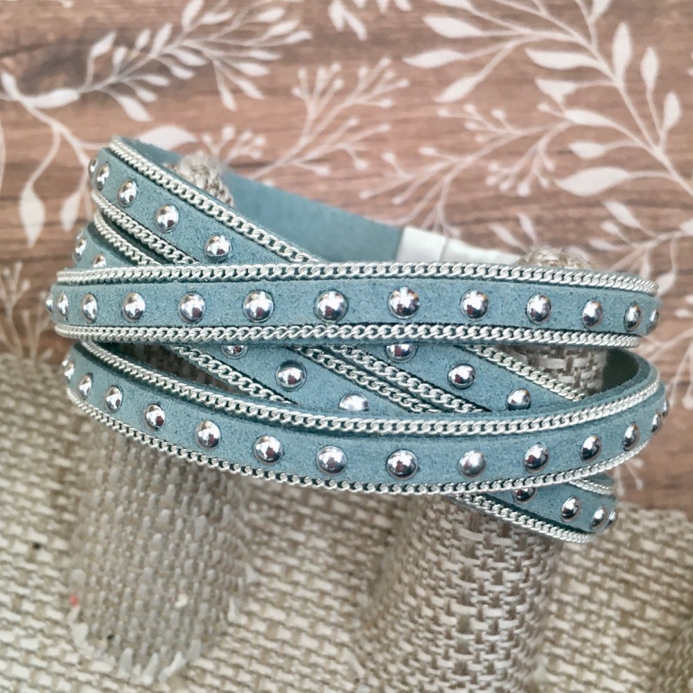 BLUEISH GREY MAGNETIC WRAP BRACELET